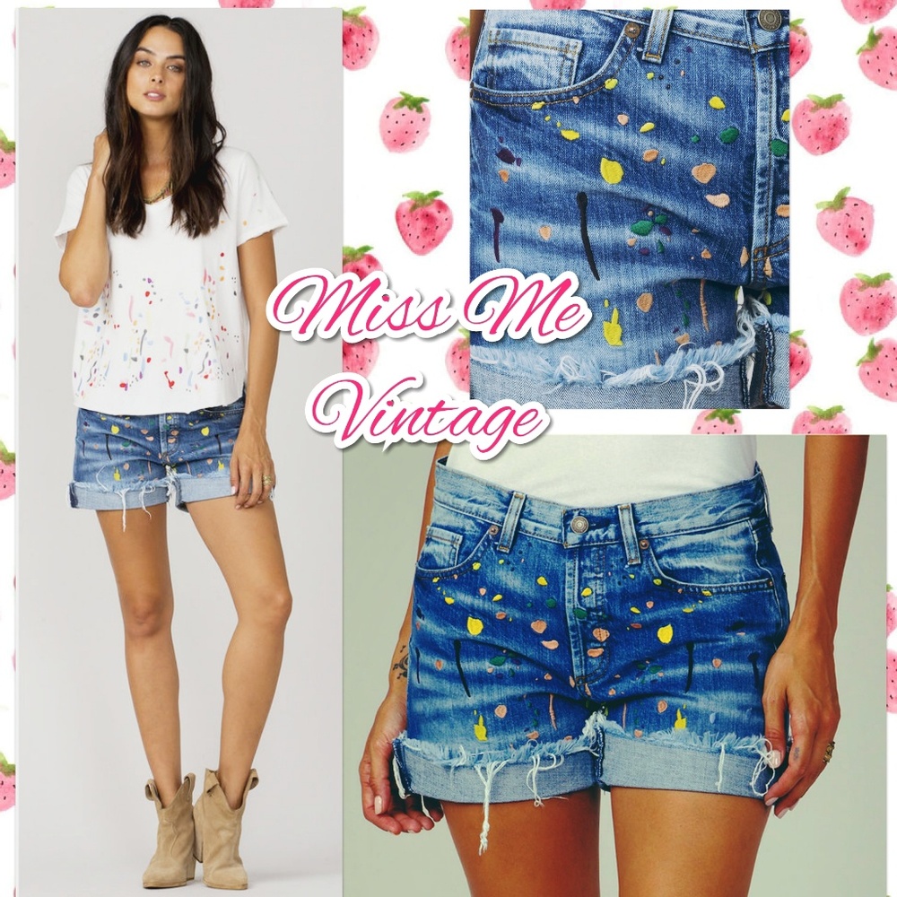 SALE🌞Miss Me RILEY 80's Splatter Boyfriend Shorts